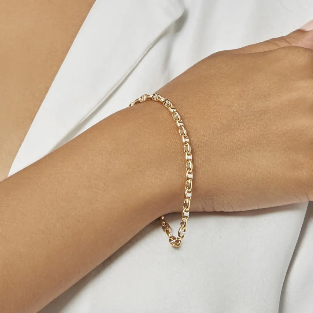 Histoire d'Or Bracelet Carlo Or Bicolore Maille Marine Ronde Best