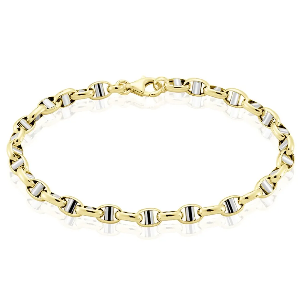 Histoire d'Or Bracelet Carlo Or Bicolore Maille Marine Ronde Sale