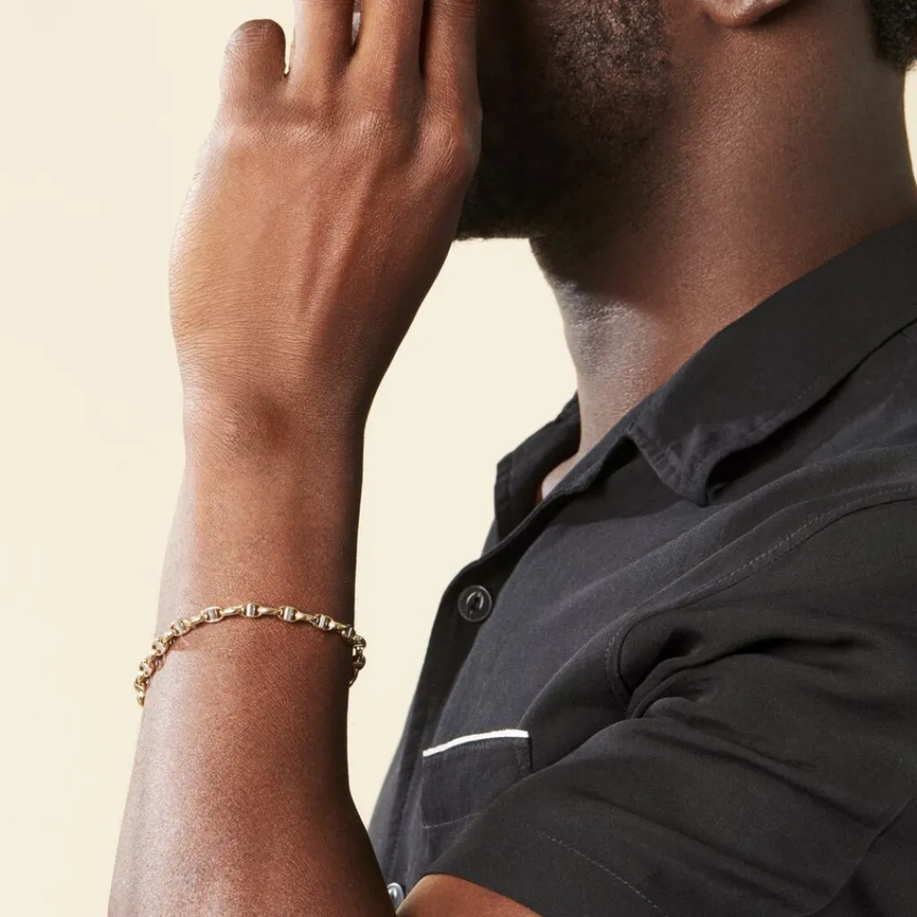 Histoire d'Or Bracelet Carlo Or Bicolore Maille Marine Ronde Sale