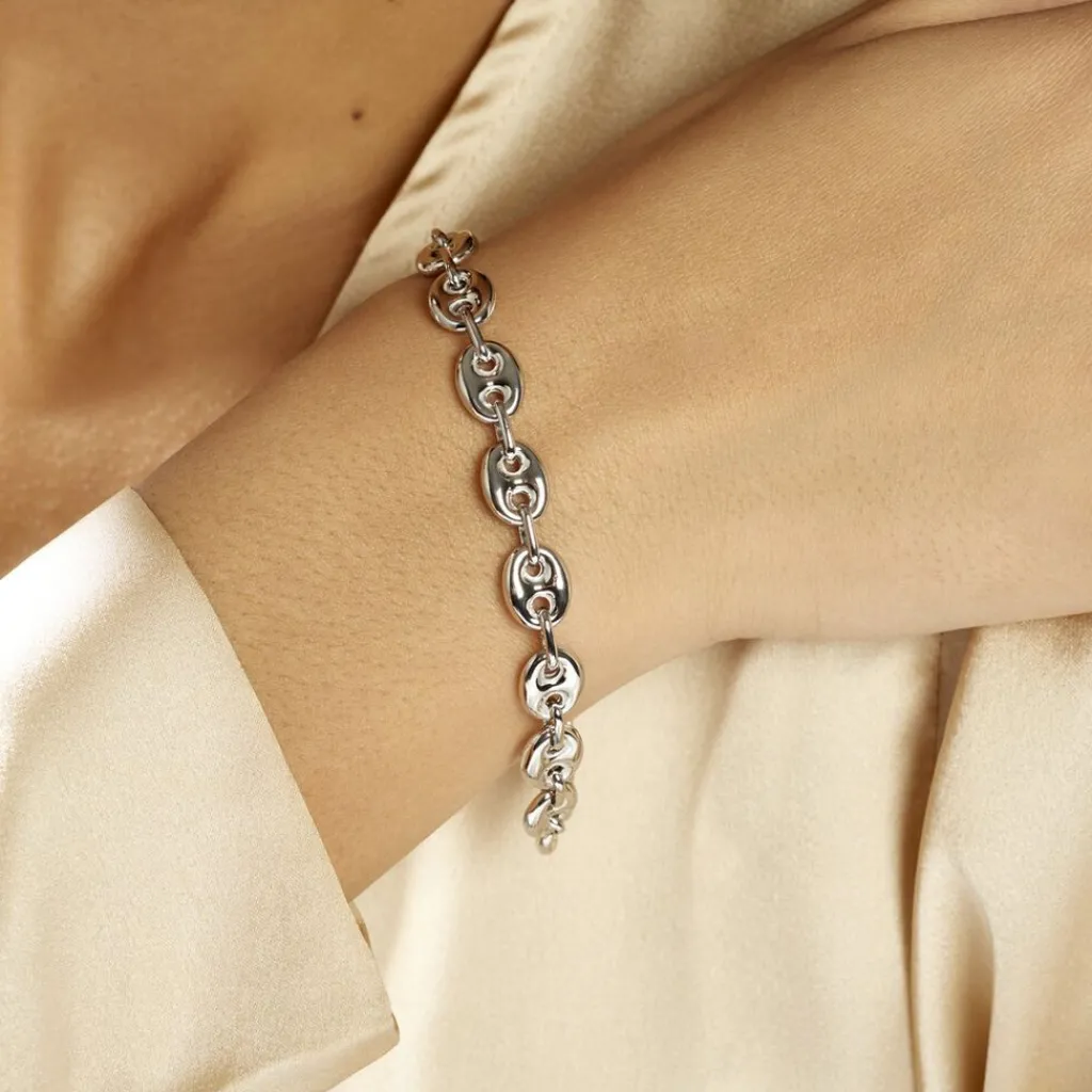 Histoire d'Or Bracelet Carrus Maille Grain De Cafe Argent Blanc Online