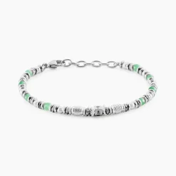 Histoire d'Or Bracelet Cliff Acier Gris Aventurine Hématite Oxyde De Zirconium acier gris aventurine vert Sale