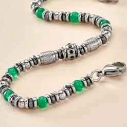 Histoire d'Or Bracelet Cliff Acier Gris Aventurine Hématite Oxyde De Zirconium acier gris aventurine vert Sale