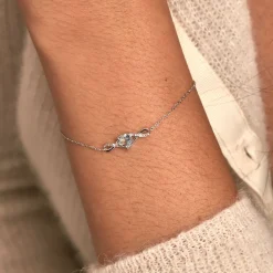 Histoire d'Or Bracelet Clothilde Or Blanc Topaze Oxyde De Zirconium or blanc topaze bleu sky Sale