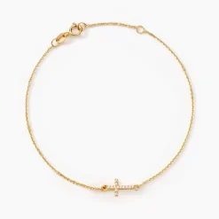 Histoire d'Or Bracelet Cobeia Croix Maille Forçat Or Jaune Oxyde De Zirconium Outlet