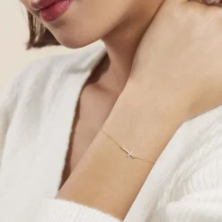 Histoire d'Or Bracelet Cobeia Croix Maille Forçat Or Jaune Oxyde De Zirconium Outlet