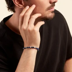 Histoire d'Or Bracelet Cusco Acier Blanc Lapis Lazuli acier blanc lapis lazuli bleu