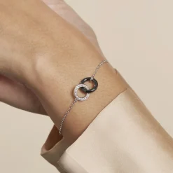 Histoire d'Or Bracelet Dina Argent Blanc Céramique Et Oxyde De Zirconium New