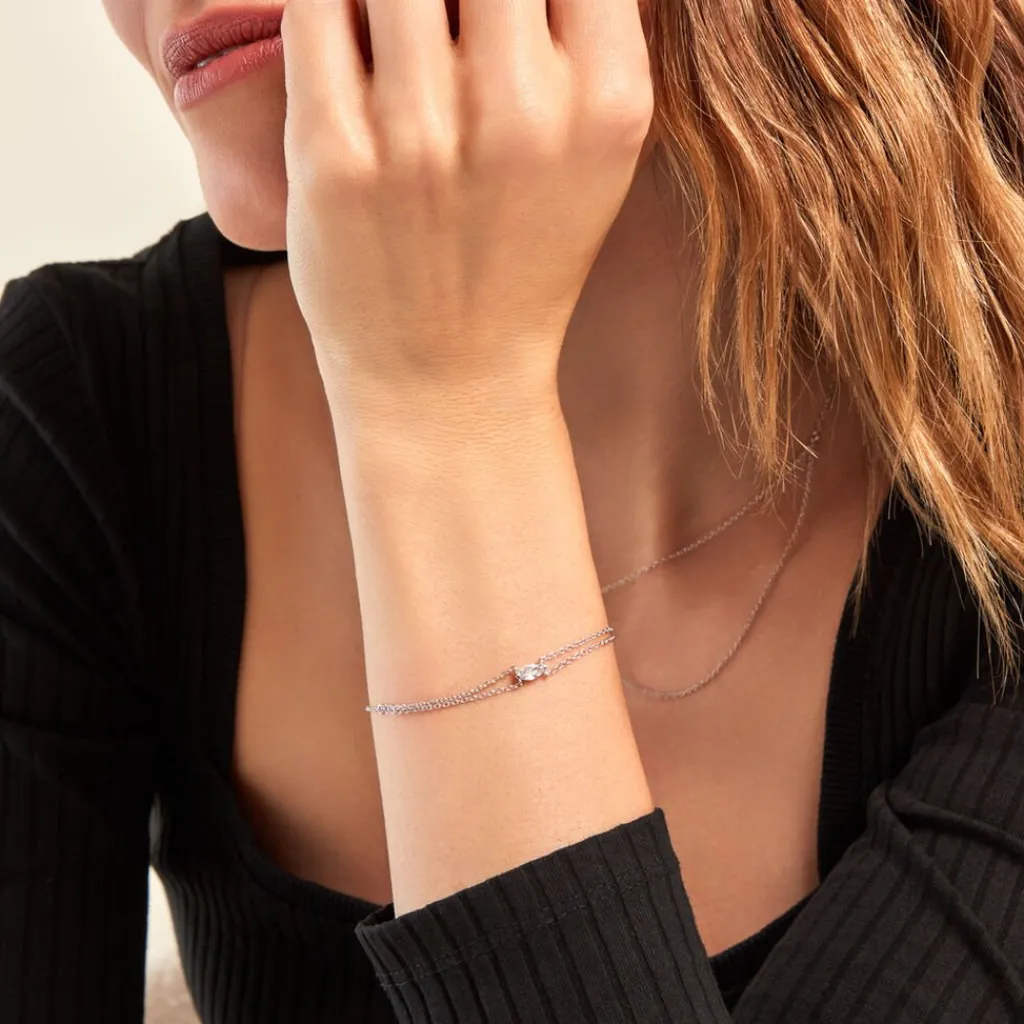 Histoire d'Or Bracelet Giulette De Zirconium argent blanc oxyde Discount