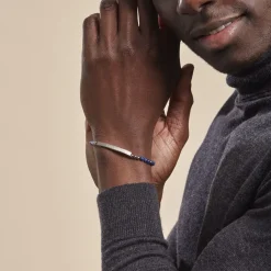 Histoire d'Or Bracelet Identité Acier Blanc Boules Sebastino Lapis Lazuli acier argenté lapis lazuli bleu Best