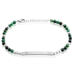 Histoire d'Or Bracelet Identité Acier Blanc Boules Sebastino Agate acier argenté agate verte Online