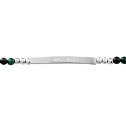 Histoire d'Or Bracelet Identité Acier Blanc Boules Sebastino Agate acier argenté agate verte Online