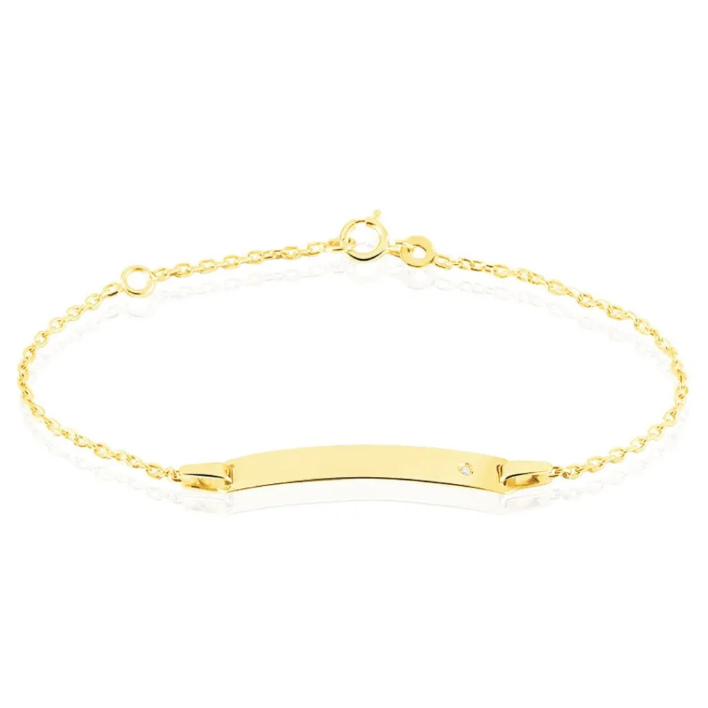Histoire d'Or Bracelet Identité Gaspardine Maille Forçat Or Jaune Oxyde De Zirconium Sale