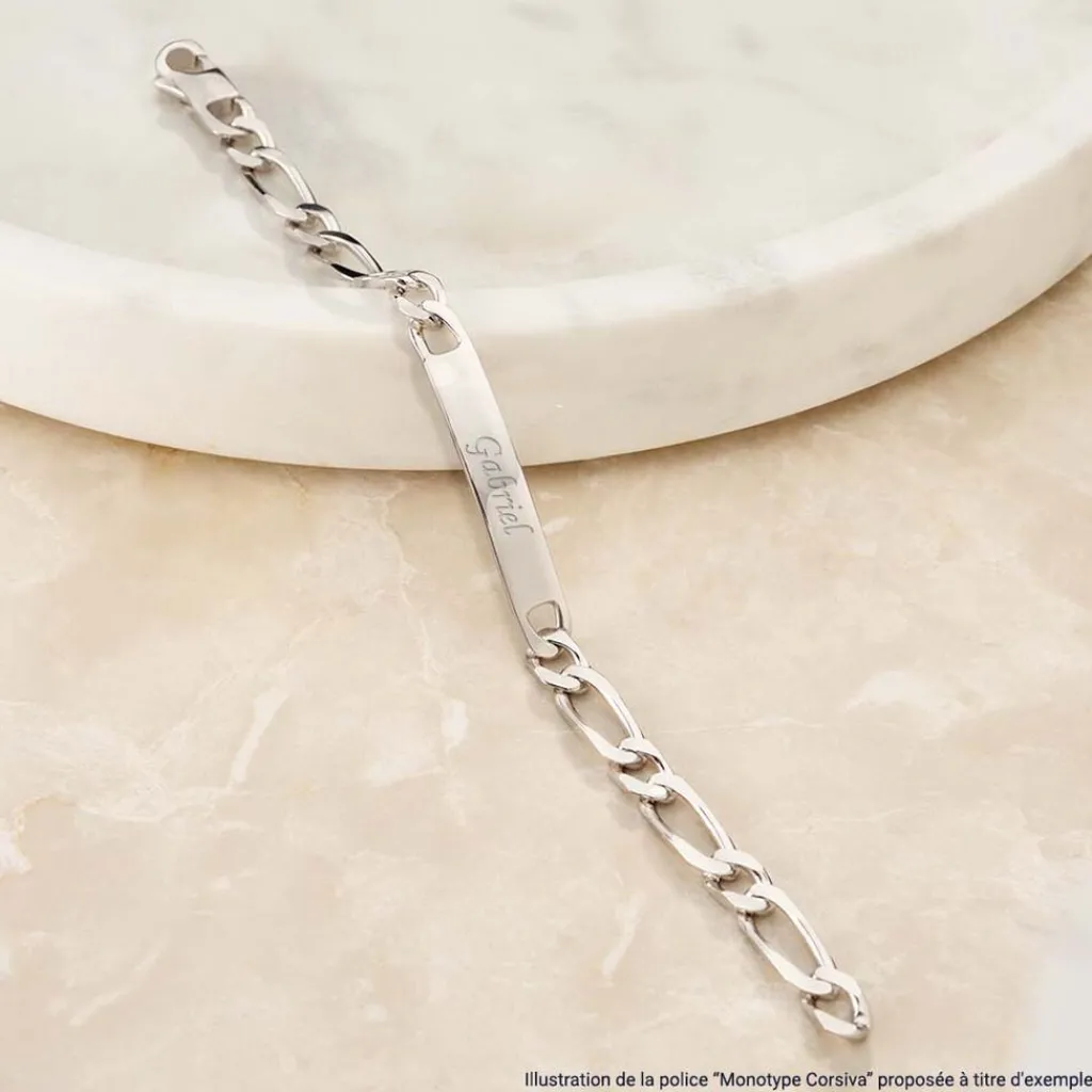 Histoire d'Or Bracelet Identité Vivian Maille Alternee 1/3 Argent Blanc Outlet