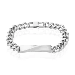 Histoire d'Or Bracelet Identitée Alfons Acier Blanc New