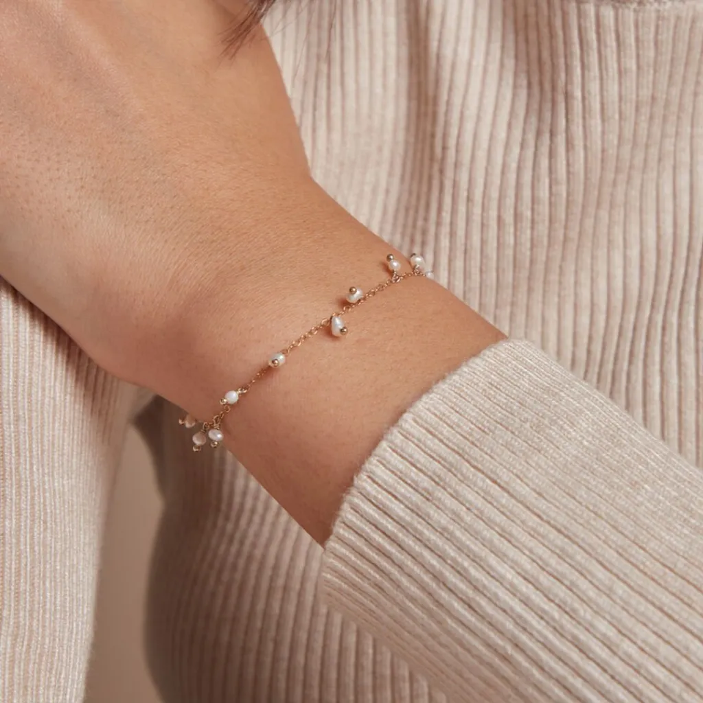 Histoire d'Or Bracelet Identitée Jazmin Or Jaune Perle De Culture Hot