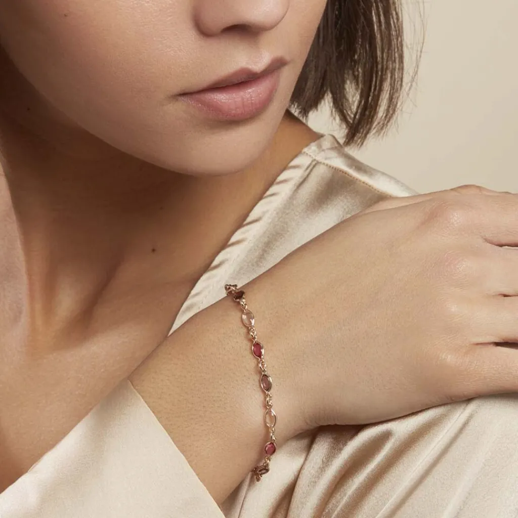 Histoire d'Or Bracelet Ilvaae Plaqué Or Jaune Pierre De Synthese plaqué or jaune pierre rose Discount