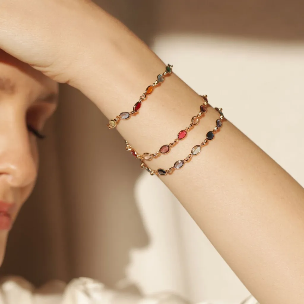 Histoire d'Or Bracelet Ilvaae Plaqué Or Jaune Pierre De Synthese plaqué or jaune pierre rose Discount