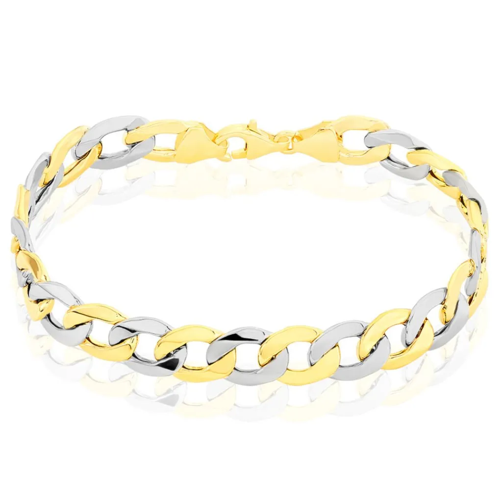 Histoire d'Or Bracelet Iris Or Bicolore Maille Gourmette Sale