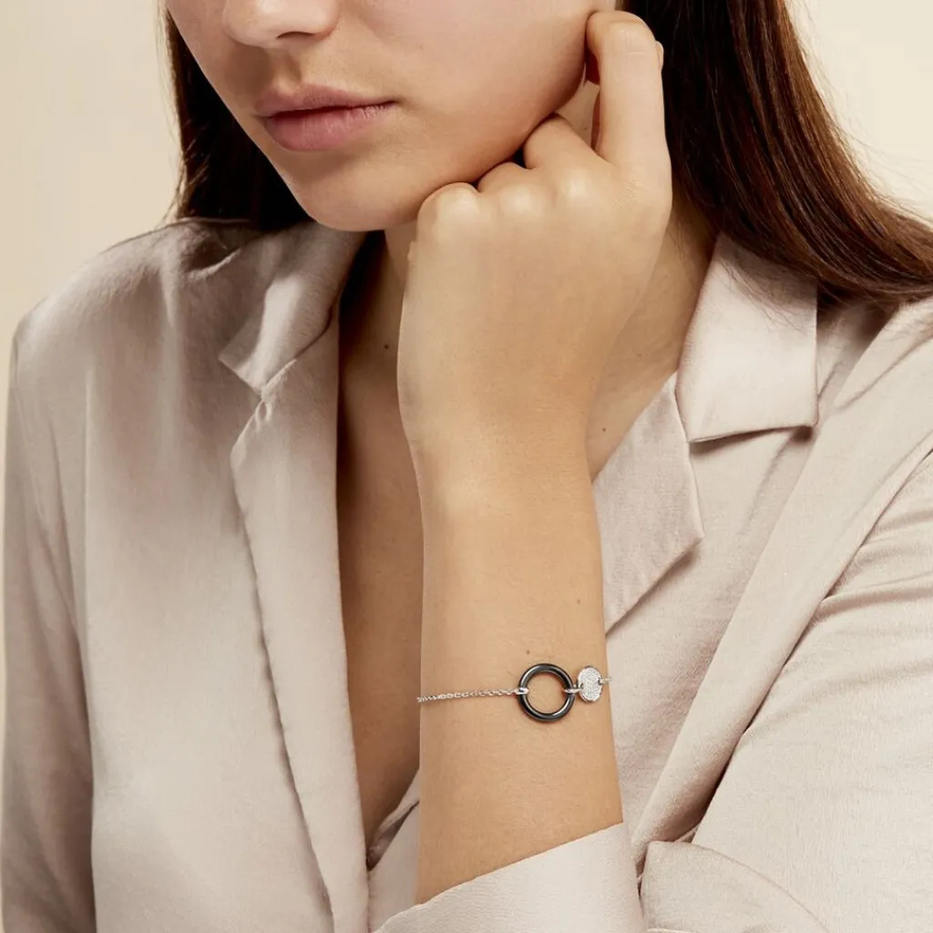 Histoire d'Or Bracelet Issara Argent Blanc Céramique Et Oxyde De Zirconium Discount