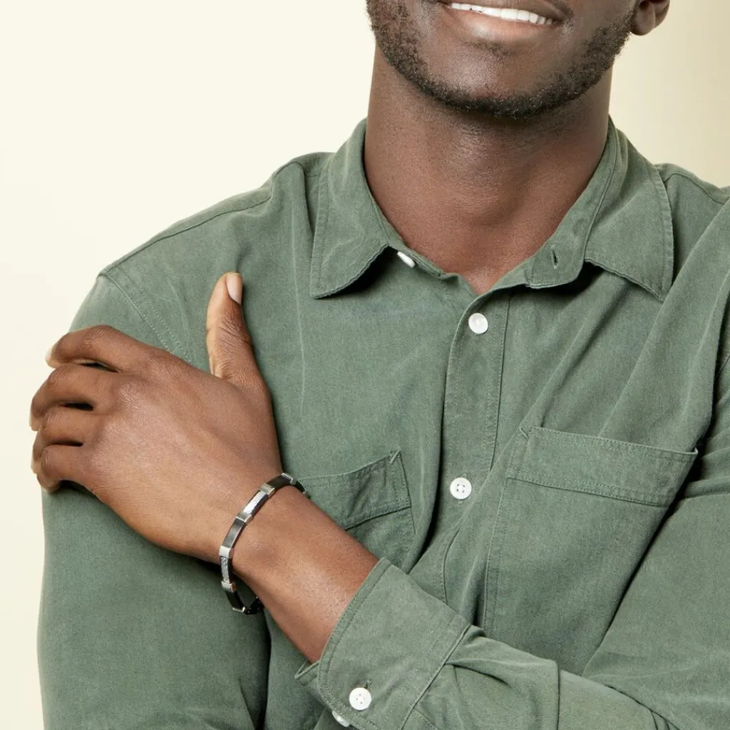 Histoire d'Or Bracelet Jack Acier Blanc Noir Discount