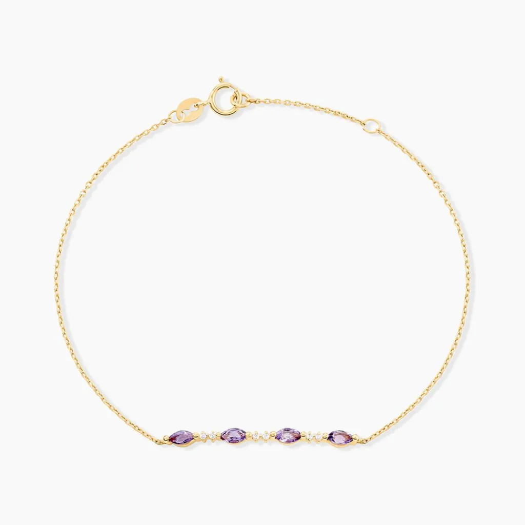 Histoire d'Or Bracelet Jardin Secret Or Jaune Améthyste Oxyde De Zirconium Clearance