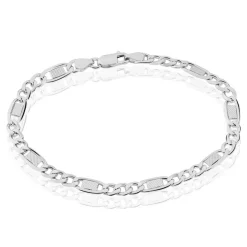 Histoire d'Or Bracelet Jeremi Maille Alternee 1/3 Et Plaquettes Argent Blanc Discount