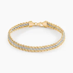 Histoire d'Or Bracelet Jerry Maille Corde 3 Rangs or bicolore New