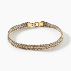 Histoire d'Or Bracelet Jerry Maille Corde 3 Rangs or bicolore Clearance