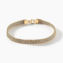 Histoire d'Or Bracelet Jerry Maille Corde 3 Rangs or bicolore