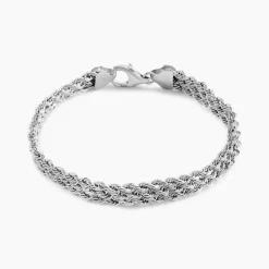 Histoire d'Or Bracelet Jerry Maille Corde 3 Rangs or blanc New