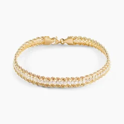 Histoire d'Or Bracelet Jerry Maille Corde 3 Rangs Or Bicolore Oxyde De Zirconium Best