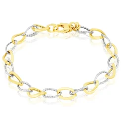 Histoire d'Or Bracelet Joice Maille Alternée Et Godronne or bicolore
