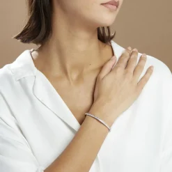 Histoire d'Or Bracelet Jonc Alane Or Blanc Oxyde De Zirconium Best