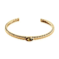 Histoire d'Or Bracelet Jonc Angelica Plaque Or Jaune Oxyde De Zirconium New