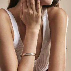 Histoire d'Or Bracelet Jonc Catalin 3 Fils Flexibles Or Tricolore