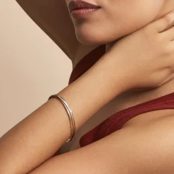 Histoire d'Or Bracelet Jonc Catalin 2 Fils Flexibles Or Bicolore New