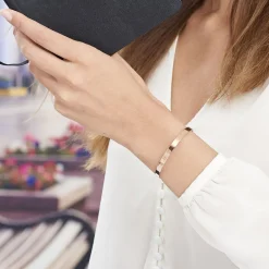 Histoire d'Or Bracelet Jonc Gravita Argent Rose Discount