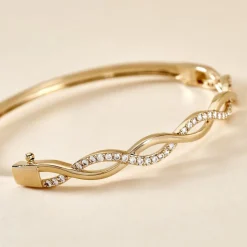 Histoire d'Or Bracelet Jonc Imae Plaqué Or Jaune Oxyde De Zirconium Hot