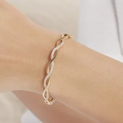 Histoire d'Or Bracelet Jonc Imae Plaqué Or Jaune Oxyde De Zirconium Hot