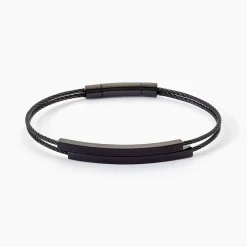 Histoire d'Or Bracelet Jonc Jakob Acier Noir Sans Pierre Discount