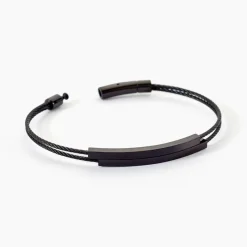Histoire d'Or Bracelet Jonc Jakob Acier Noir Sans Pierre Discount