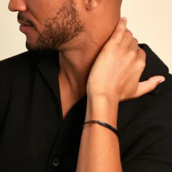 Histoire d'Or Bracelet Jonc Jakob Acier Noir Sans Pierre Discount