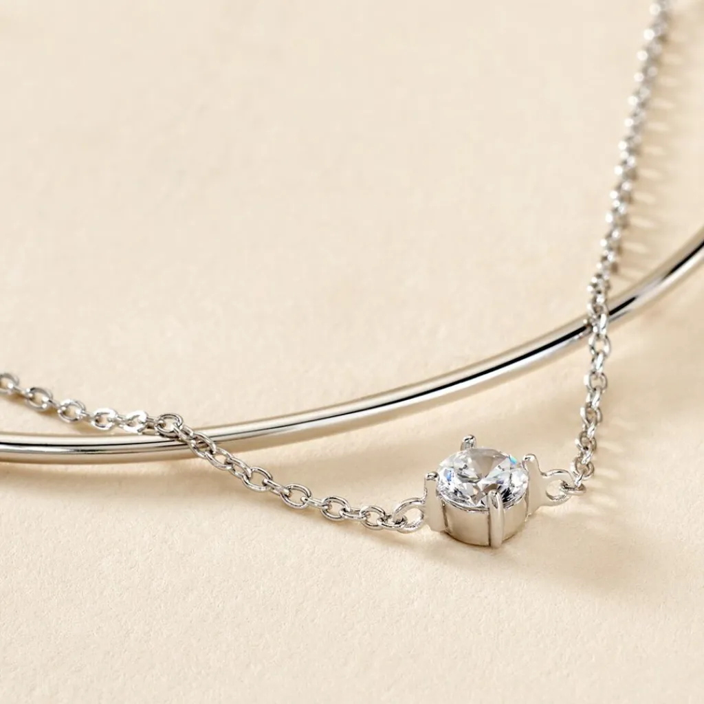 Histoire d'Or Bracelet Jonc Ruth De Zirconium argent blanc oxyde Best