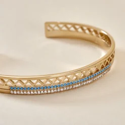 Histoire d'Or Bracelet Jonc Zoila Plaqué Or Pierre De Synthese Et Oxyde Discount