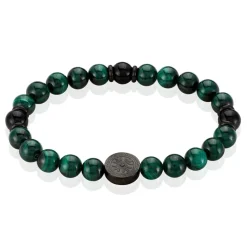 JOURDAN Bracelet Acier Noir Malachite New