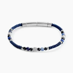 JOURDAN Bracelet Arttu Acier Argenté Sodalite Agate Sale