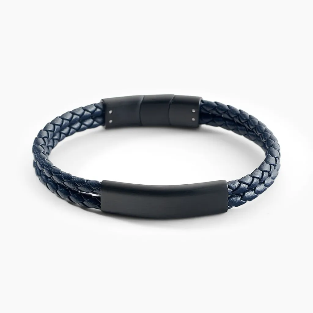 JOURDAN Bracelet Come Cuir Bleu Discount