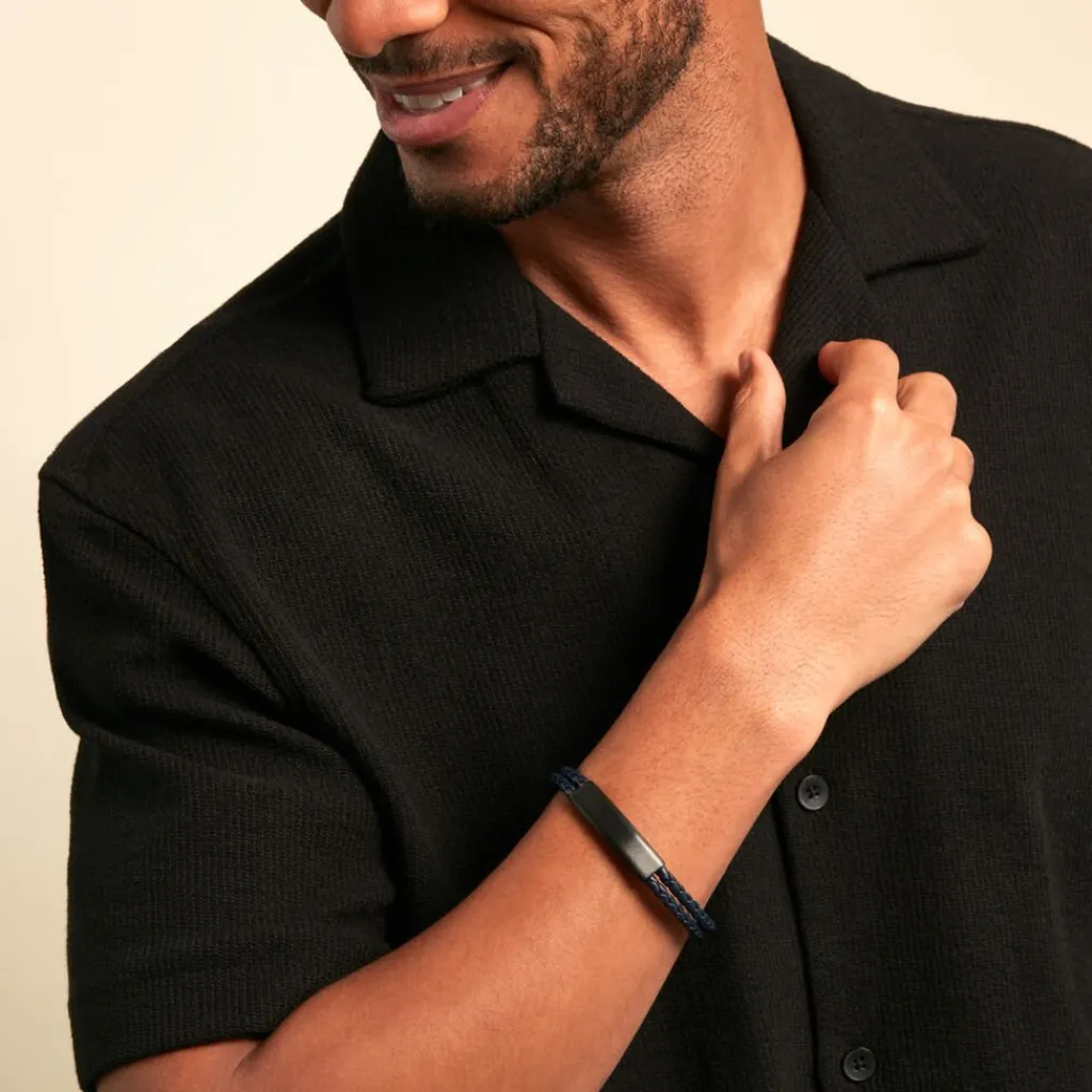 JOURDAN Bracelet Come Cuir Bleu Discount