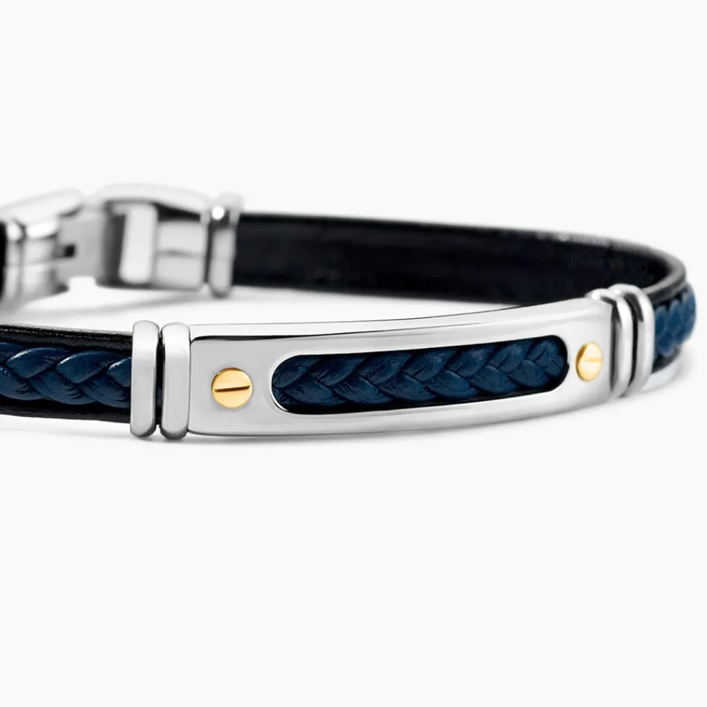 JOURDAN Bracelet Cuir Bleu Discount