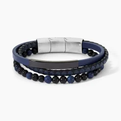 JOURDAN Bracelet Hercule Cuir Multicolore Onyx Lapis Lazuli Discount